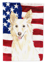 Load image into Gallery viewer, Patriotic USA White Collie Flag Canvas House Size CK1708CHF