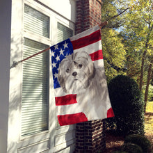 Load image into Gallery viewer, Patriotic USA Shih Tzu Puppy Flag Canvas House Size CK1714CHF