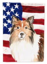 Load image into Gallery viewer, Patriotic USA Sheltie Flag Canvas House Size CK1716CHF