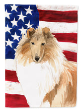 Load image into Gallery viewer, Patriotic USA Rough Collie Flag Canvas House Size CK1719CHF