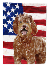 Load image into Gallery viewer, Patriotic USA Labradoodle Flag Canvas House Size CK1726CHF