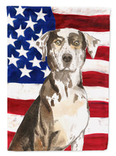 Load image into Gallery viewer, Patriotic USA Catahoula Leopard Dog Flag Canvas House Size CK1734CHF