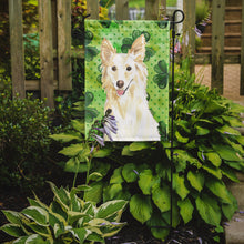 Load image into Gallery viewer, Shamrocks White Collie Garden Flag - Outdoor Decorative Yard Flag CK1782GF