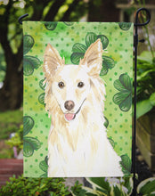 Load image into Gallery viewer, Shamrocks White Collie Garden Flag - Outdoor Decorative Yard Flag CK1782GF