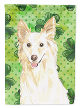 Load image into Gallery viewer, Shamrocks White Collie Garden Flag - Outdoor Decorative Yard Flag CK1782GF