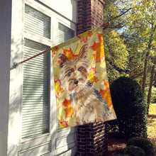 Load image into Gallery viewer, Fall Leaves Yorkie Yorkshire Terrier Flag Canvas House Size CK1817CHF