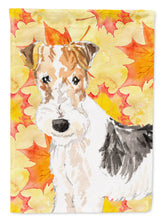 Load image into Gallery viewer, Fall Leaves Fox Terrier Flag Canvas House Size CK1818CHF