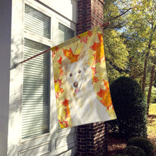 Load image into Gallery viewer, Fall Leaves White Collie Flag Canvas House Size CK1819CHF
