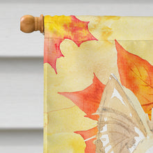 Load image into Gallery viewer, Fall Leaves White Collie Flag Canvas House Size CK1819CHF