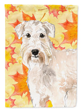 Load image into Gallery viewer, Fall Leaves Wheaten Terrier Flag Canvas House Size CK1820CHF