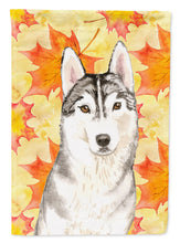 Load image into Gallery viewer, Fall Leaves Siberian Husky Flag Canvas House Size CK1824CHF
