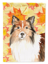 Load image into Gallery viewer, Fall Leaves Sheltie Flag Canvas House Size CK1827CHF