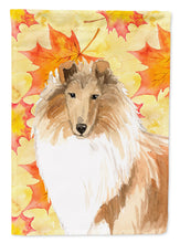 Load image into Gallery viewer, Fall Leaves Rough Collie Flag Canvas House Size CK1830CHF