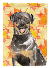 Load image into Gallery viewer, Fall Leaves Rottweiler Flag Canvas House Size CK1831CHF
