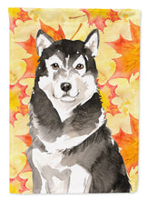 Load image into Gallery viewer, Fall Leaves Alaskan Malamute Flag Canvas House Size CK1835CHF