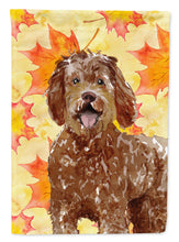 Load image into Gallery viewer, Fall Leaves Labradoodle Flag Canvas House Size CK1837CHF