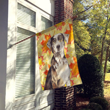 Load image into Gallery viewer, Fall Leaves Catahoula Leopard Dog Flag Canvas House Size CK1845CHF