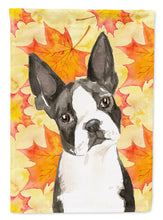 Load image into Gallery viewer, Fall Leaves Boston Terrier Flag Canvas House Size CK1849CHF