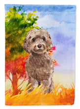 Load image into Gallery viewer, Fall Chocolate Labradoodle Garden Flag - Outdoor Decorative Yard Flag CK1953GF