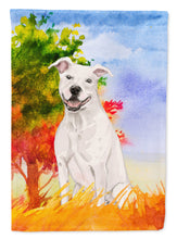 Load image into Gallery viewer, Fall White Staffie Bull Terrier Flag Canvas House Size CK1961CHF