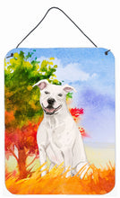 Load image into Gallery viewer, Fall White Staffie Bull Terrier Wall or Door Hanging Prints CK1961DS1216
