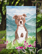 Load image into Gallery viewer, Mountian Flowers Red Staffordshire Bull Terrier Garden Flag - Outdoor Decorative Yard Flag CK1968GF