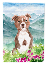 Load image into Gallery viewer, Mountian Flowers Red Staffordshire Bull Terrier Garden Flag - Outdoor Decorative Yard Flag CK1968GF