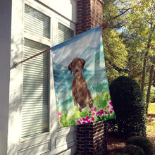 Load image into Gallery viewer, Mountian Flowers Chocolate Lab Flag Canvas House Size CK1986CHF