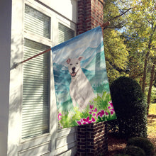 Load image into Gallery viewer, Mountian Flowers White Staffie Bull Terrier Flag Canvas House Size CK1996CHF