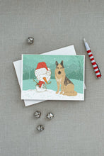 Load image into Gallery viewer, German Shepherd and Snowman Christmas Greeting Cards -  Blank Note Cards – 8-Pack of Artist-Designed Cards with Envelopes