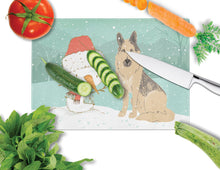 Load image into Gallery viewer, German Shepherd and Snowman Christmas Glass Cutting Boards – Durable, Decorative Kitchen Art Large CK2033LCB