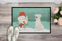 Load image into Gallery viewer, White Boxer and Snowman Christmas Doormat - 24x36 Decorative Floor Mat – Indoor/Outdoor Rug with Artistic Flair CK2034JMAT