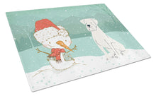 Load image into Gallery viewer, White Boxer and Snowman Christmas Glass Cutting Boards – Durable, Decorative Kitchen Art Large CK2034LCB