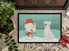 Load image into Gallery viewer, White Boxer and Snowman Christmas Doormat - 18x27 Decorative Floor Mat – Indoor/Outdoor Rug with Artistic Flair CK2034MAT