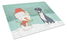 Load image into Gallery viewer, Black Boxer and Snowman Christmas Glass Cutting Boards – Durable, Decorative Kitchen Art Large CK2035LCB