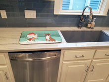 Load image into Gallery viewer, Fawn Boxer and Snowman Christmas Dish Drying Mat – Absorbent, Artistic Kitchen Essentials CK2036DDM