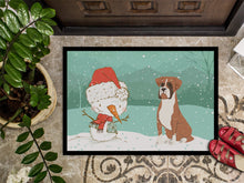 Load image into Gallery viewer, Fawn Boxer and Snowman Christmas Doormat - 24x36 Decorative Floor Mat – Indoor/Outdoor Rug with Artistic Flair CK2036JMAT