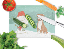 Load image into Gallery viewer, Fawn Boxer and Snowman Christmas Glass Cutting Boards – Durable, Decorative Kitchen Art Large CK2036LCB