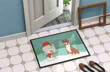 Load image into Gallery viewer, Fawn Boxer and Snowman Christmas Doormat - 18x27 Decorative Floor Mat – Indoor/Outdoor Rug with Artistic Flair CK2036MAT