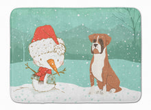 Load image into Gallery viewer, Fawn Boxer and Snowman Christmas Machine Washable Memory Foam Mat CK2036RUG