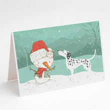 Load image into Gallery viewer, Dalmatian and Snowman Christmas Greeting Cards -  Blank Note Cards – 8-Pack of Artist-Designed Cards with Envelopes