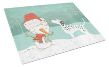 Load image into Gallery viewer, Dalmatian and Snowman Christmas Glass Cutting Boards – Durable, Decorative Kitchen Art Large CK2037LCB