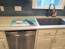 Load image into Gallery viewer, Doberman and Snowman Christmas Dish Drying Mat – Absorbent, Artistic Kitchen Essentials CK2038DDM