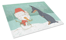 Load image into Gallery viewer, Doberman and Snowman Christmas Glass Cutting Boards – Durable, Decorative Kitchen Art Large CK2038LCB