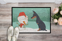Load image into Gallery viewer, Doberman and Snowman Christmas Doormat - 18x27 Decorative Floor Mat – Indoor/Outdoor Rug with Artistic Flair CK2038MAT