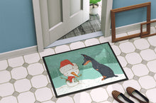 Load image into Gallery viewer, Doberman and Snowman Christmas Doormat - 18x27 Decorative Floor Mat – Indoor/Outdoor Rug with Artistic Flair CK2038MAT