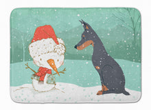 Load image into Gallery viewer, Doberman and Snowman Christmas Machine Washable Memory Foam Mat CK2038RUG