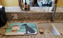 Load image into Gallery viewer, Black Great Dane and Snowman Christmas Dish Drying Mat – Absorbent, Artistic Kitchen Essentials CK2039DDM