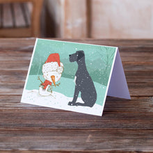 Load image into Gallery viewer, Black Great Dane and Snowman Christmas Greeting Cards -  Blank Note Cards – 8-Pack of Artist-Designed Cards with Envelopes