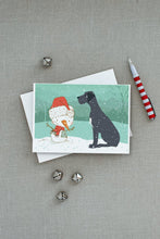 Load image into Gallery viewer, Black Great Dane and Snowman Christmas Greeting Cards -  Blank Note Cards – 8-Pack of Artist-Designed Cards with Envelopes